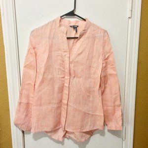 NEW Nic + Zoe women's PP extra petite melon linen button down shirt blouse NWOT